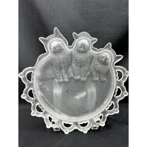 Vintage Westmoreland Frosted Glass 3 Kitten Plate Decorative #1 CAT MCM